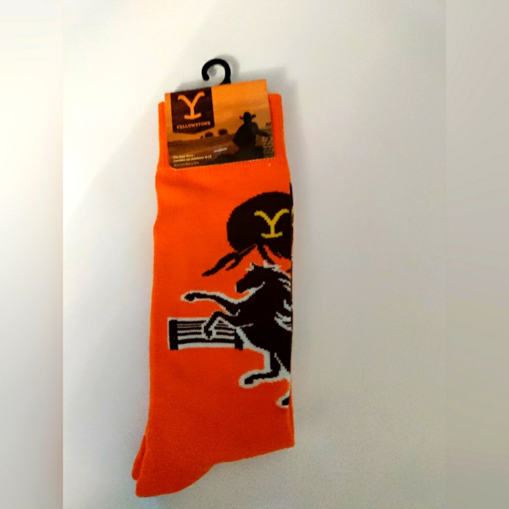 Yellowstone Cowboy CharacterThemed Orange Socks